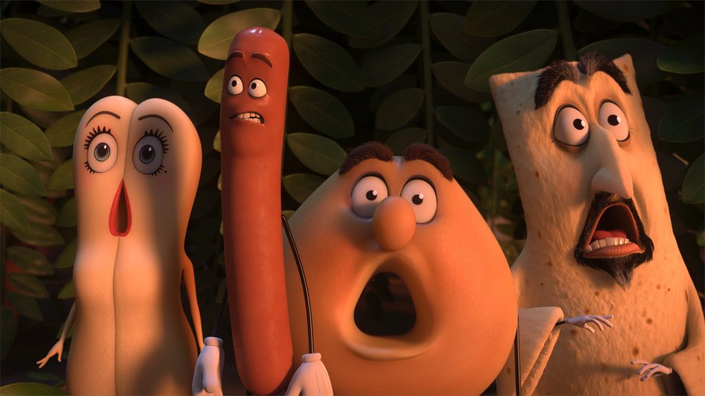 (L-r) Kristen Wiig, Seth Rogan and Ed Norton in Columbia Pictures' SAUSAGE PARTY