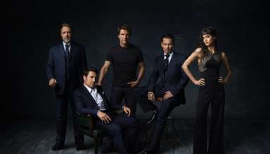 (L-r) Russell Crowe, Javier Bardem, Tom Cruise, Johnny Depp and Sophia Boutella of Universal's Dark Universe