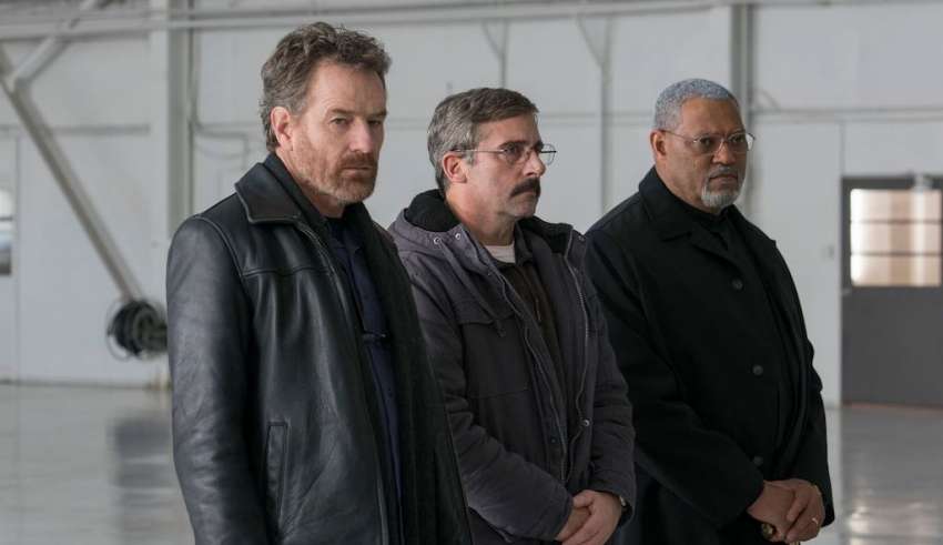 (L-r) Bryan Cranston, Steve Carell and Laurence Fishburne star in Amazon Studios' LAST FLAG FLYING