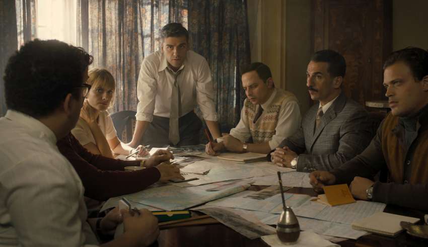 (From L to R) Mélanie Laurent, Oscar Isaac, Nick Kroll, Michael Aronov, and Greg Hill star in MGM's OPERATION FINALE