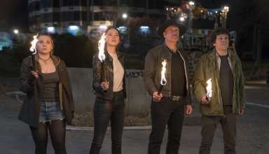 (L-R) Abigail Breslin, Emma Stone, Woody Harrelson and Jesse Eisenberg star in Sony Pictures' ZOMBIELAND: DOUBLE TAP