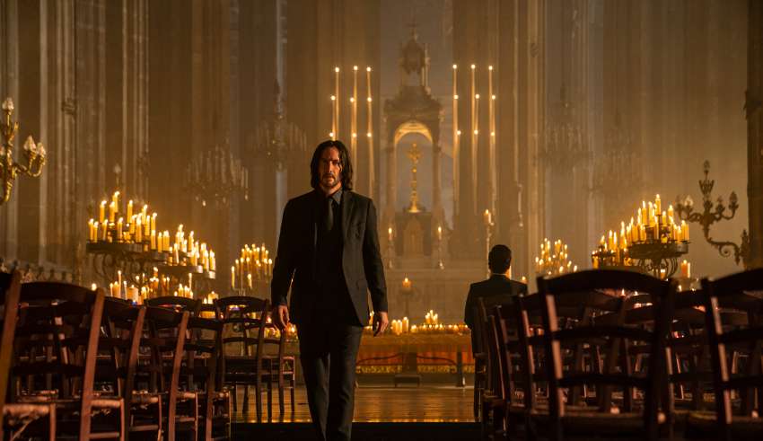 Keanu Reeves as John Wick and Donnie Yen as Caine in Lionsgate's JOHN WICK: CHAPTER 4