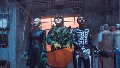 (L-R) Madison Iseman, Jeremy Ray Taylor, and Caleel Harris star in Columbia Pictures' GOOSEBUMPS 2: HAUNTED HALLOWEEN